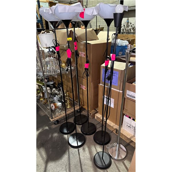 Group of 7 assorted tall lamps (5 w/shades)