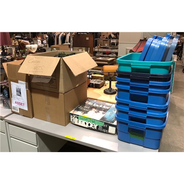 Group of misc items including - life ladder instant fire escape, cargonet, jiffy steamer J2 w/bottle