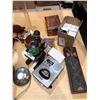 Image 2 : Group of misc. items including - decor, Audition radio, noise limiter, illuminator microscope, perfu