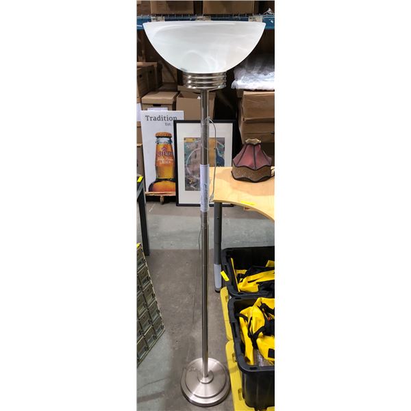 Tall silver floor lamp 71in H