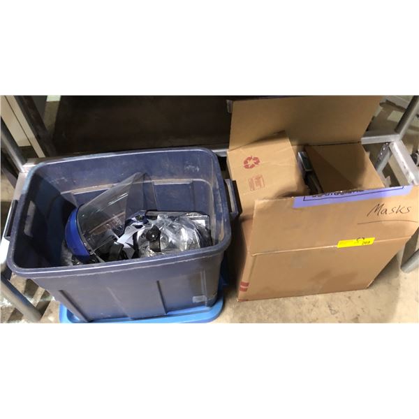 Group of surgical mask, face shields, antigen tests, scrub uniform, misc uniform etc...