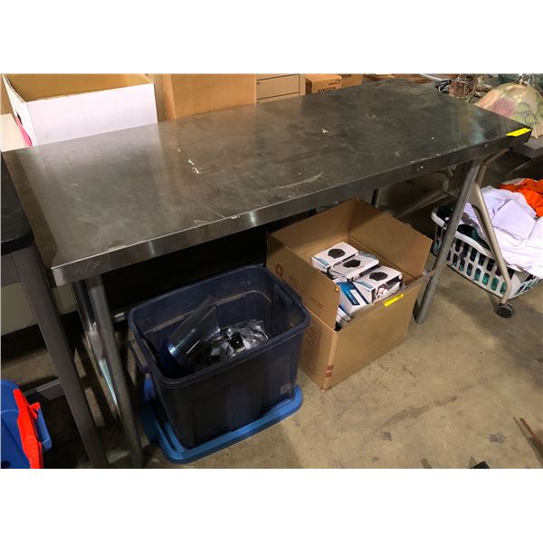 Steel top industrial metal table (60in L x 24in D x 36.5in H)