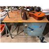 Image 2 : Group of misc items including - guitar, speakers, worktop table 48in L x 30in D 35.5in H), etc...