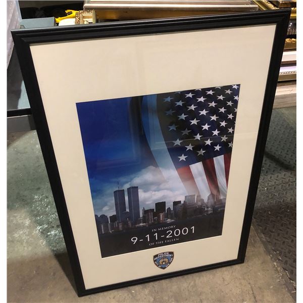 Framed 9/11 memorial picture (26in L 38in H)