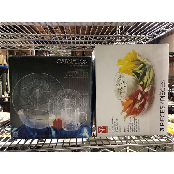 Group of Carnation 16 pce dining set & 3-1 sectional server kit