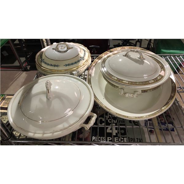 Group of 3 serving bowls & platter