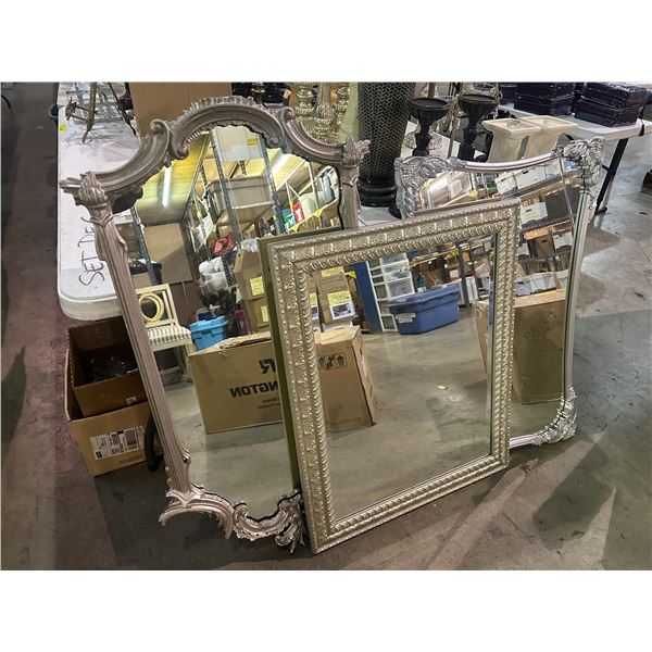 Group of 3 assorted framed decorative wall mirrors
