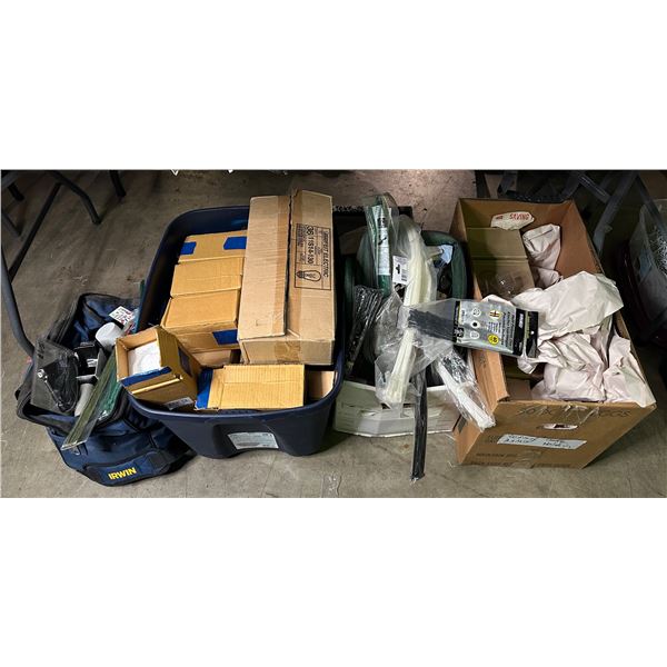 Group of assorted decor items including - various candle holders, multi-purpose ties, misc tools/ite