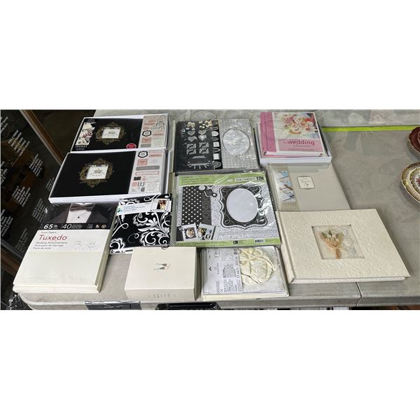 Group of assorted wedding items including - wedding planner, balloons, pre-designer pages, scrapbook