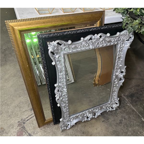 Group of 3 framed mirrors