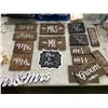 Image 3 : Group of assorted wedding signage including - mrs/mr, bride, table numbers, etc...