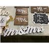 Image 4 : Group of assorted wedding signage including - mrs/mr, bride, table numbers, etc...