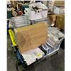 Image 1 : Pallet lot of misc. including -  storage bins, Mainstays ventilator, onion bags table, iron board, g