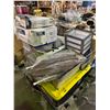 Image 3 : Pallet lot of misc. including -  storage bins, Mainstays ventilator, onion bags table, iron board, g