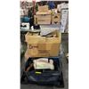 Image 1 : Pallet lot of misc. including - zipper garment bags, boot/shoes, suit hangers, hangers, picture fram