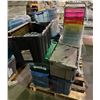 Image 2 : Pallet lot of misc. including - tintex die, storage bins, file holders, bungee cords, etc...