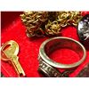 Image 3 : Group of assorted jewelry - Magnifying glass/ Sigal ring/ Moose button/ jewelry box