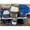 Image 2 : Large group of assorted bins including - a bin full of tank tops (various sizes), hangers, bras, pla