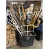 Image 1 : Large bin of easels, ladder, decor sticks, signs, etc...