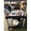 Image 3 : Commercial grade rolling cart, Honeywell fan, garbage bins, danby microwave, chairs, etc...