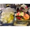 Image 2 : Group of 3 bins full of floral balls, artificial flowers, red rose, etc...