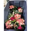 Image 3 : Group of 3 bins full of floral balls, artificial flowers, red rose, etc...