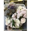 Image 4 : Group of 3 bins full of floral balls, artificial flowers, red rose, etc...