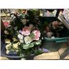 Image 2 : Group of 3 bins of artificial flowers & fake hedge