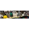 Image 1 : Group of misc. items including - dumbbells, construction hat, spray bottles, 2 Stanley tool boxes, p