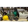 Image 2 : Group of misc. items including - dumbbells, construction hat, spray bottles, 2 Stanley tool boxes, p