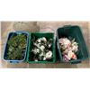 Image 1 : Group of 3 bins of artificial flowers, ferns, etc...