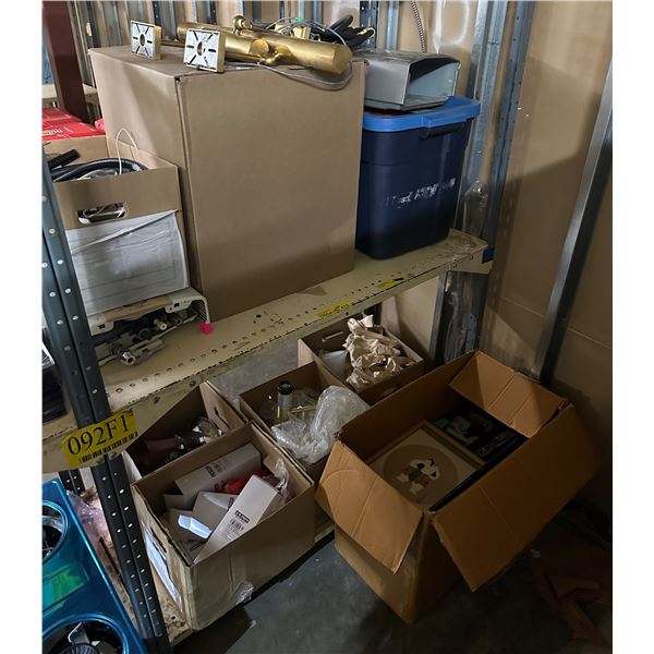 Group of approx 8 boxes of misc items including - battery-powered LED light, Asian style pictures/fr