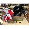Image 2 : Group lot of misc items including - lamps, rocking chair, basket, flag, misc office supplies, etc...