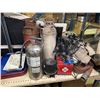 Image 2 : Group of misc items including - string lights, vintage fire extinguisher, cafeteria trays, mirror, d