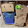 Image 1 : Pallet of misc items including - gloves, umbrella, coin wrappers, holiday decorations, clock, misc h