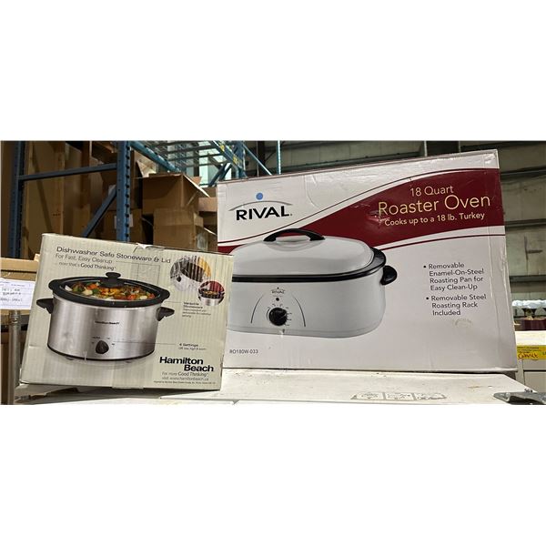 Group of 2 items including - Hamilton Beach slow cooker & Rival 18 quart roaster oven