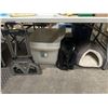 Image 1 : Group of misc items including - storage bins, Magna cart, dog bed, etc...