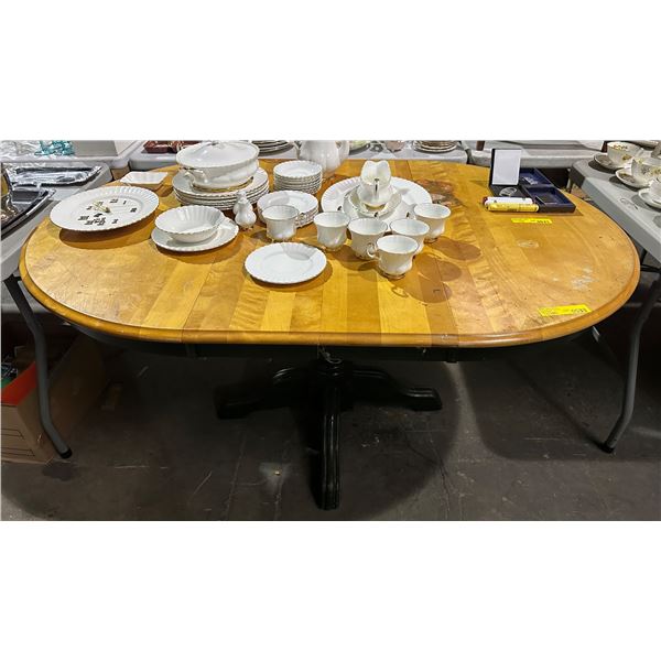Wood dining table (approx. 59in L  41 in W)