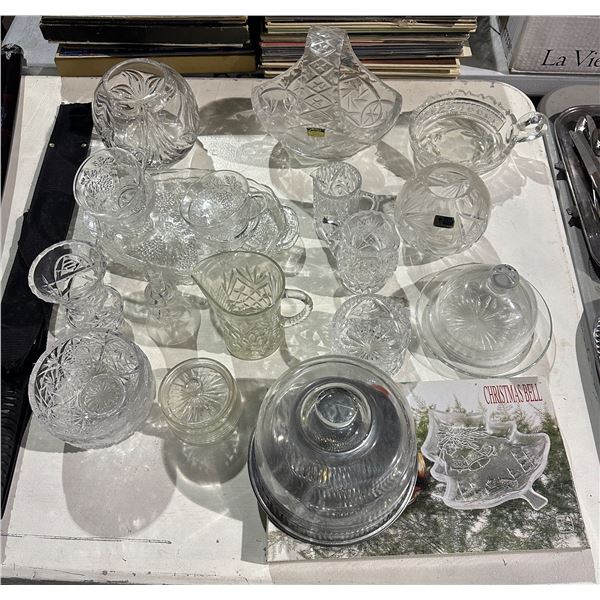 Group of glassware including - cups, bowls, tree plates, etc...