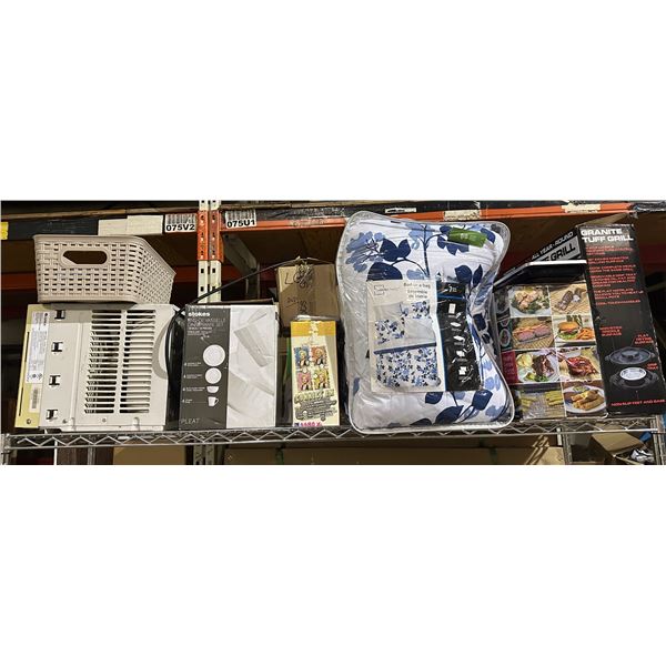 Group of misc items including - Stokes 16 piece dining set, bed-in-a-bag, Granite tuff grill, etc...