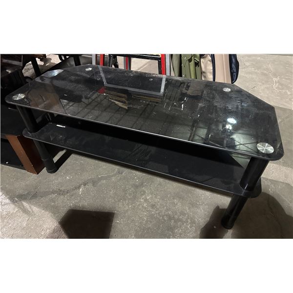 Black glass TV stand (approx. 41in L x 18in D 19in H)