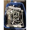 Image 1 : Bin of power stip plugs, misc cords, etc...