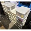 Image 1 : Group of 4 standup plastic storage containers w/misc items inside