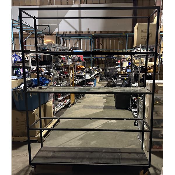 Rolling 4-tier shelving unit missing shelves (approx. 87in H)