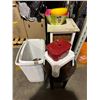 Image 2 : Group of misc items including - laundry baskets, stool, side table, basket storage shelf, etc...