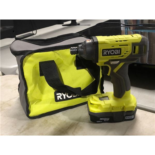 Ryobi - cordless drill/driver - model P235AVN & assorted tool accessories in bag