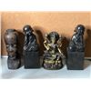 Image 1 : Group of 4 assorted decorative figures - includes Brass Lakshmi statue / 2 Buddha house figurines / 