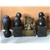 Image 2 : Group of 4 assorted decorative figures - includes Brass Lakshmi statue / 2 Buddha house figurines / 