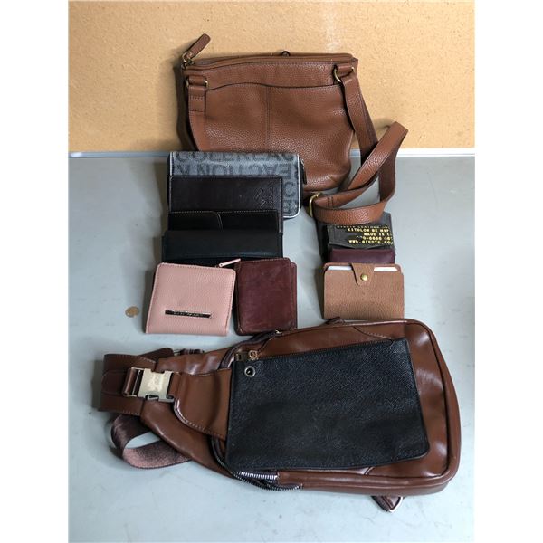 Group of assorted designer wallets & purses - includes Steve Madden wallet / Fossil purse / Lacoste 
