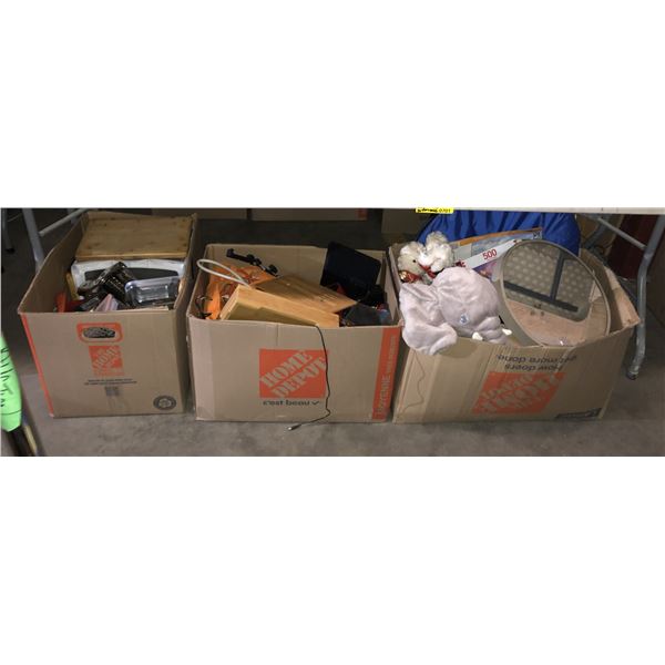 3 boxes full of assorted accessories - includes kitchen accessories / electronic accessories / insta